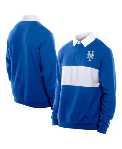 New Era Men's Royal New York Mets Throwback Prep Color Block Rugby Polo Shirt In Blue