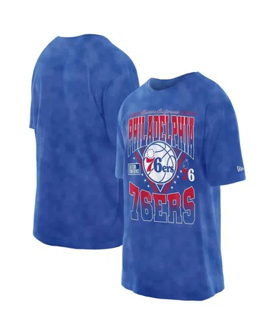 New Era Men's Royal Philadelphia 76ers Boxy Old School Sport Vintage Wash T-shirt In Blue