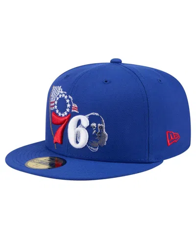 New Era Men's Royal Philadelphia 76ers State Stitch 59fifty Fitted Hat In Blue
