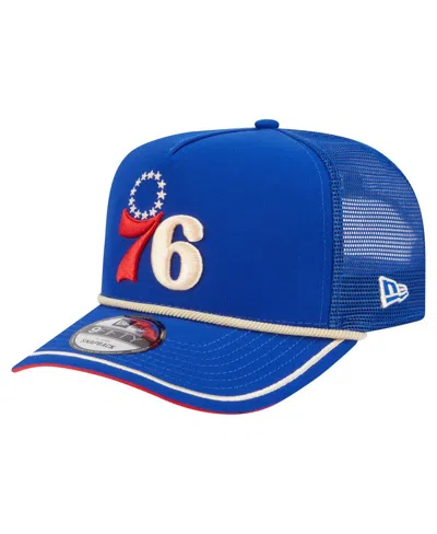 New Era Men's Royal Philadelphia 76ers Vintage Team Rope A-frame 9fifty Snapback Hat In Blue