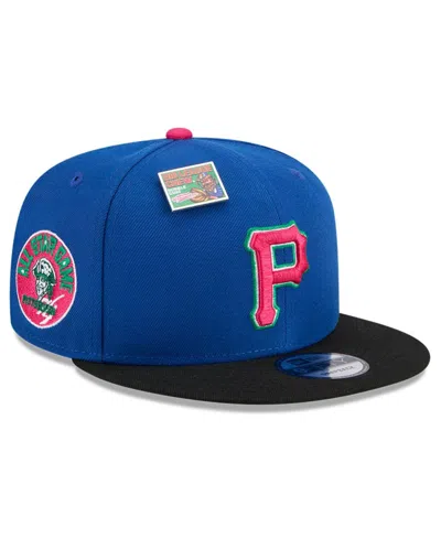 New Era Men's Royal/black Pittsburgh Pirates Watermelon Big League Chew Flavor Pack 9fifty Snapback Hat In Royal,black