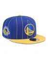 NEW ERA MEN'S ROYAL/GOLD GOLDEN STATE WARRIORS PINSTRIPE TWO-TONE 59FIFTY FITTED HAT
