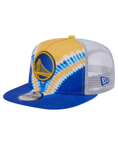 New Era Men's Royal/gold Golden State Warriors Throwback Dye Golfer Snapback Hat