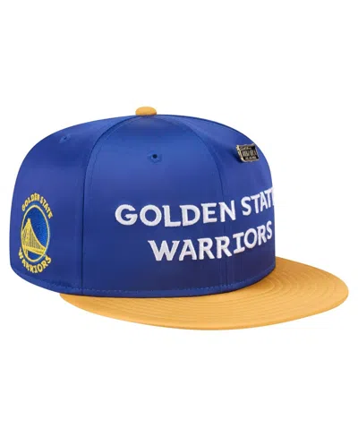 New Era Men's Royal/gold Golden State Warriors Throwback Satin Vintage Pin Two-tone 59fifty Fitted Hat In Multi