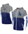 New Era Men's Royal/gray Los Angeles Dodgers Color Block Full-zip Hoodie Windbreaker Jacket In Multi