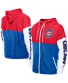 New Era Men's Royal/red Chicago Cubs Color Block Full-zip Hoodie Windbreaker Jacket