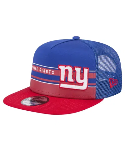 New Era Men's Royal/red New York Giants Half Stripe Trucker 9fifty Snapback Hat In Royal,red