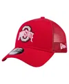 New Era Men's Scarlet Ohio State Buckeyes 9forty A-frame Trucker Adjustable Hat In Scarlet