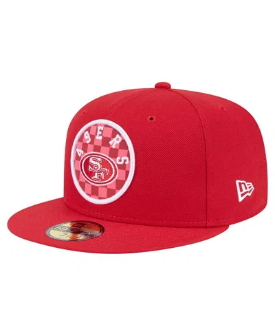 New Era Men's Scarlet San Francisco 49ers Checkered 59fifty Fitted Hat