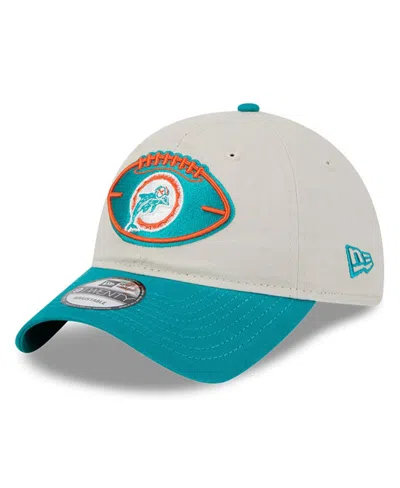 New Era Men's Stone/aqua Miami Dolphins 2024 Sideline Historic 9twenty Adjustable Hat In Stone,aqua