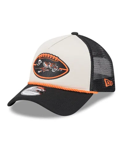 New Era Men's Stone/black Cincinnati Bengals 2024 Sideline Historic 9forty A-frame Trucker Adjustable Hat In Stone,black