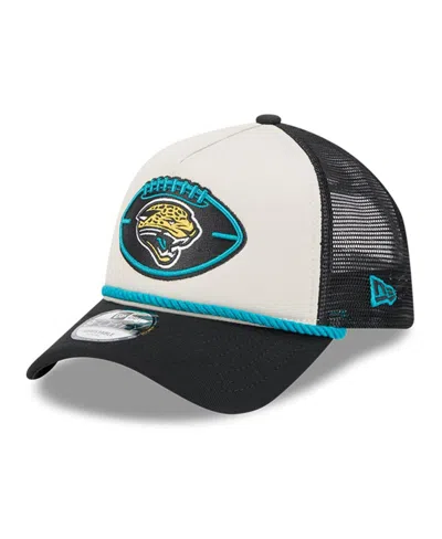 New Era Men's Stone/black Jacksonville Jaguars 2024 Sideline Historic 9forty A-frame Trucker Adjustable Hat In Stone,black