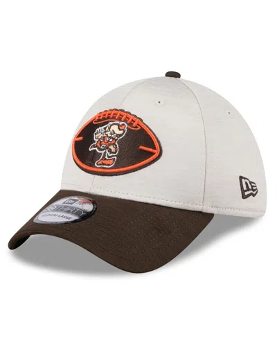 New Era Men's Stone/brown Cleveland Browns 2024 Sideline Historic 39thirty Flex Hat In Stone,brown