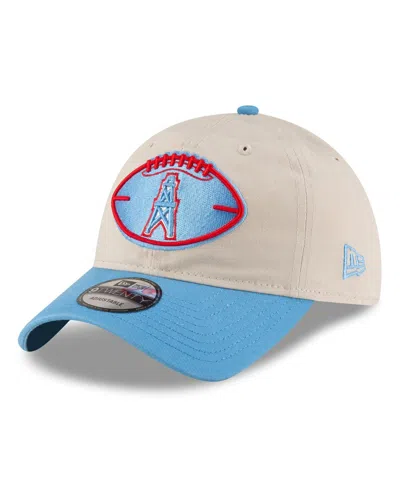 New Era Men's Stone/light Blue Houston Oilers 2024 Sideline Historic 9twenty Adjustable Hat In Stone,light Blue