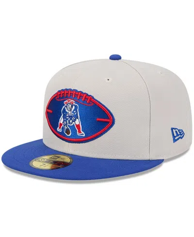 New Era Men's Stone/royal New England Patriots 2024 Sideline Historic 59fifty Fitted Hat In Stone,royal