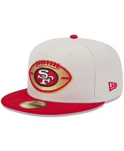 New Era Men's Stone/scarlet San Francisco 49ers 2024 Sideline Historic 59fifty Fitted Hat In Stone,scarlet