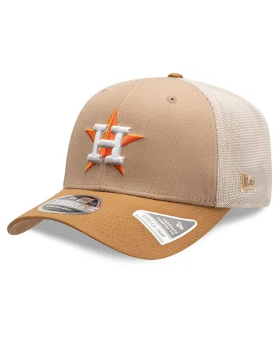 New Era Men's Stone/white Houston Astros 9seventy Trucker Adjustable Hat In Brown