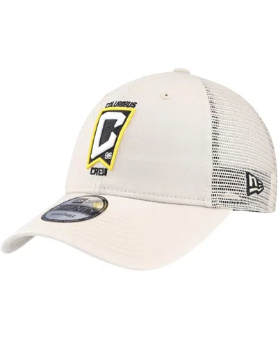 New Era Men's Tan Columbus Crew Game Day 9twenty Adjustable Trucker Hat In Neutral