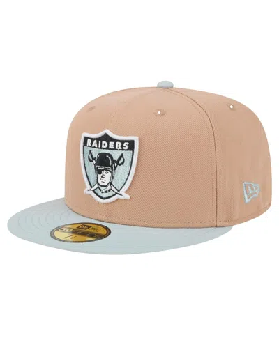 New Era Men's Tan Oakland Raiders Gridiron Classics Throwback Logo Main 59fifty Fitted Hat In Brown