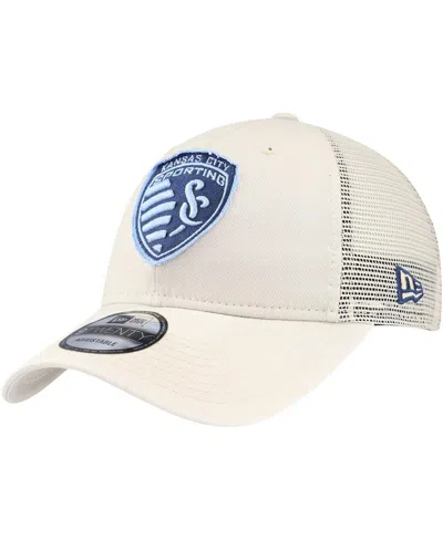 New Era Men's Tan Sporting Kansas City Game Day 9twenty Adjustable Trucker Hat In Neutral