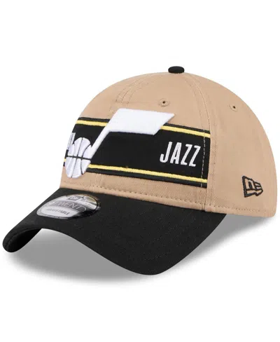 New Era Men's Tan/black Utah Jazz 2024 Nba Draft 9twenty Adjustable Hat In Tan Black