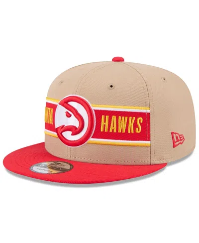 New Era Men's Tan/red Atlanta Hawks 2024 Nba Draft 9fifty Snapback Hat In Tan Red