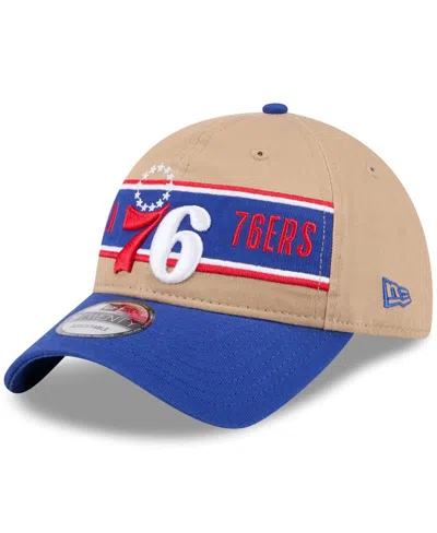 New Era Men's Tan/royal Philadelphia 76ers 2024 Nba Draft 9twenty Adjustable Hat In Tan,royal