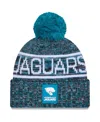 New Era Men's Teal Jacksonville Jaguars 2025 Sideline Cold Weather Cuffed Pom With Knit Hat In Blue