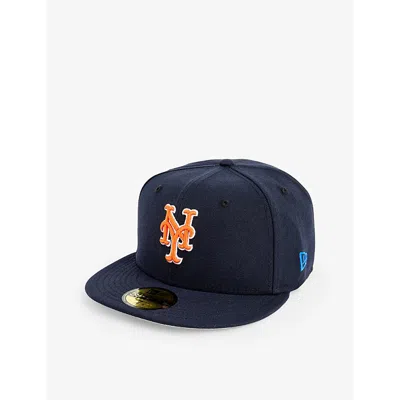 New Era Mens Vy 59fifty New York Mets Woven Baseball Cap In Navy