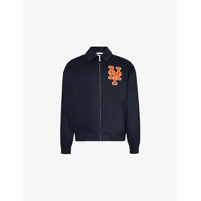 New Era Mens Vy Logo-embroidered Spread-collar Stretch-woven Jacket In Navy