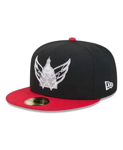 New Era Men's Washington Capitals 59fifty High-crown Fitted Cap In Black