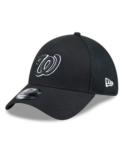 New Era Men's Washington Nationals Evergreen Black White Neo 39thirty Flex Hat