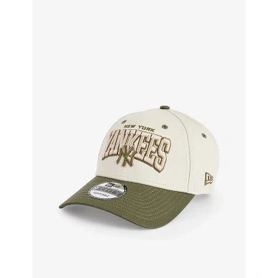 New Era Mens White 9forty New York Yankees Brand-embroidered Cotton-twill Cap In Beige,green