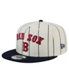 New Era Men's White Boston Red Sox Jersey Pinstripe 9fifty Snapback Hat In Cream