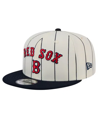 New Era Men's White Boston Red Sox Jersey Pinstripe 9fifty Snapback Hat In Cream