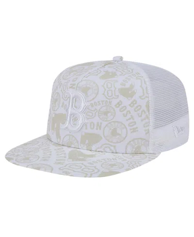 New Era Men's White Boston Red Sox Logo Dunes A-frame Trucker 9fifty Snapback Hat