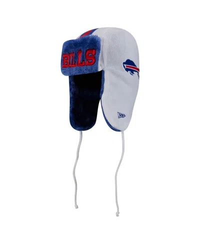 New Era Men's White Buffalo Bills Helmet Head Trapper Knit Hat In Black