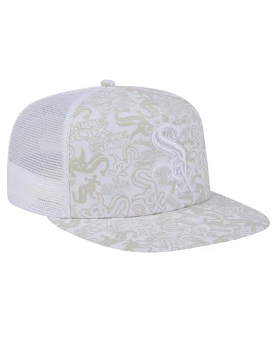 New Era Men's White Chicago White Sox Logo Dunes A-frame Trucker 9fifty Snapback Hat
