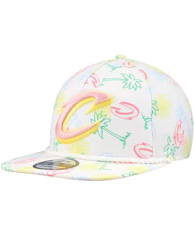 New Era Men's White Cleveland Cavaliers Palm Trees And Waves Golfer Adjustable Hat
