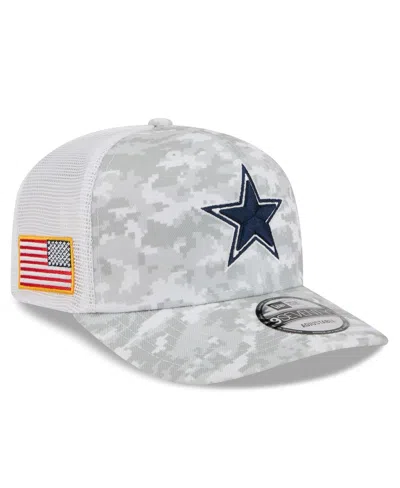 New Era Men's White Dallas Cowboys Salute To Service Fan Pack 9seventy Trucker Adjustable Hat In Gray