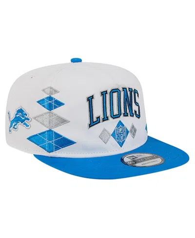 New Era Men's White Detroit Lions Argyle 19twenty Adjustable Hat In Blue