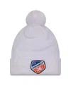 New Era Men's White Fc Cincinnati Jersey Hook Cuff With Pom Knit Hat In White