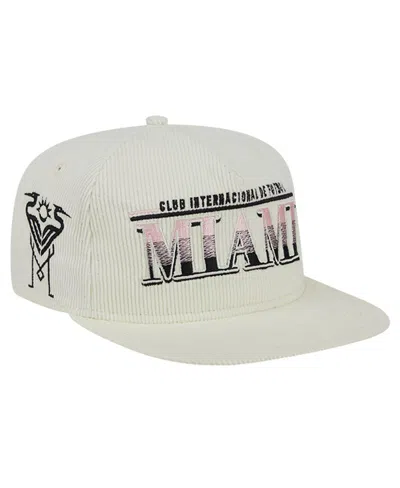 New Era Men's White Inter Miami Cf Throwback Corduroy Golfer Adjustable Hat