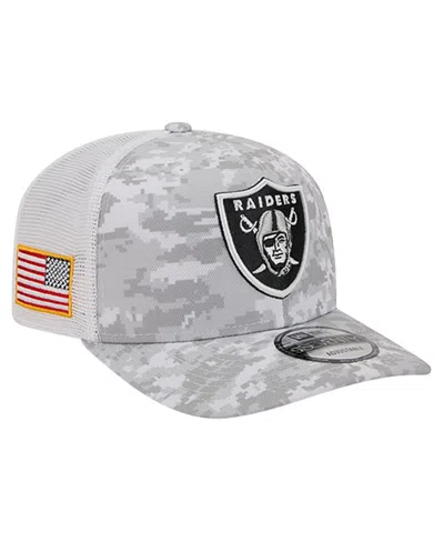 New Era Men's White Las Vegas Raiders Salute To Service Fan Pack 9seventy Trucker Adjustable Hat In Gray