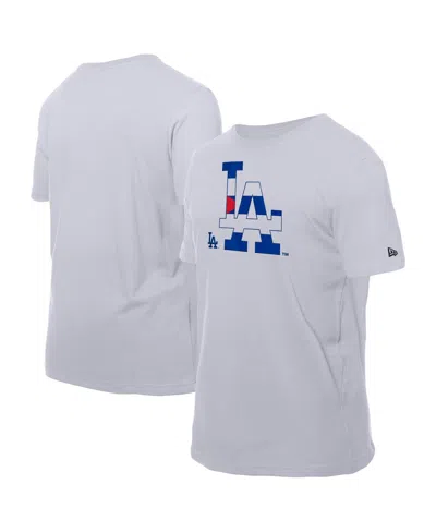 New Era Men's White Los Angeles Dodgers Cuban Flag Logo T-shirt In Blue