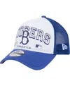 New Era Men's White Los Angeles Dodgers Retro Wordmark 9forty A-frame Trucker Adjustable Hat In White