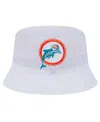 New Era Men's White Miami Dolphins Helmet Bucket Hat In White,aqua