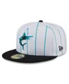 New Era White Miami Marlins 2024 Batting Practice Low Profile 59fifty Fitted Hat In Black