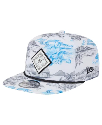 New Era Men's White Miami Marlins Printed Island Golfer Snapback Hat