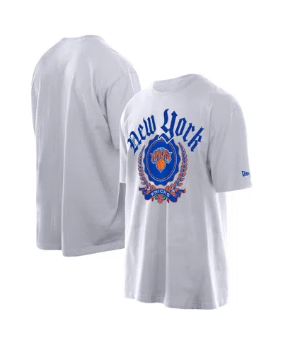 New Era Men's White New York Knicks Throwback Prep Oversized T-shirt In Gray